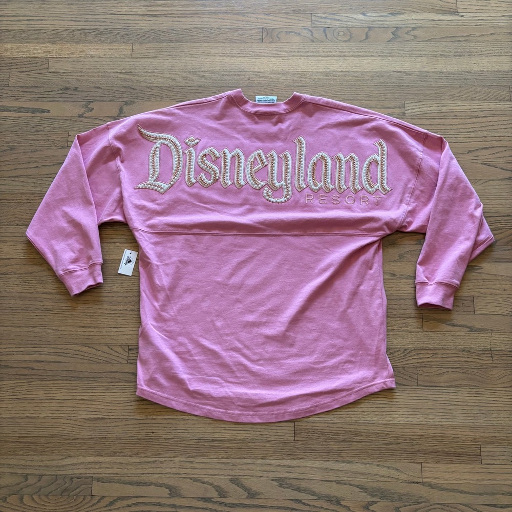 Disney Spirit Jersey Disneyland Resort Pink Pearl Embellished Long Sleeve Sm NWT